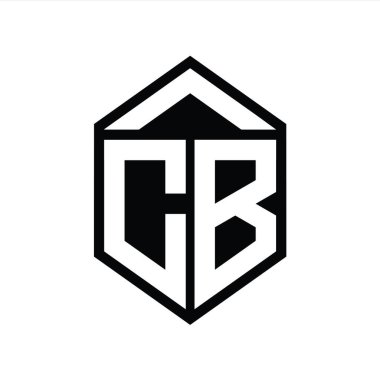 CB Harfi Logo monogramı basit altıgen kalkan şekli izole edilmiş biçim tasarım şablonu