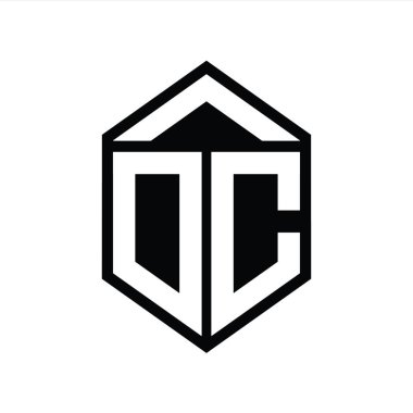 DC Harfi Logo monogramı basit altıgen kalkan şekli izole biçim tasarım şablonu