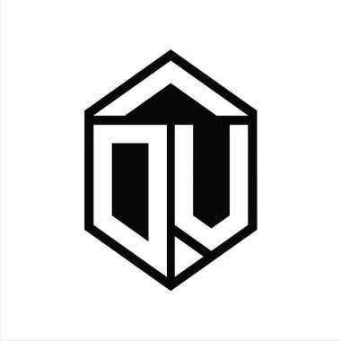 DV Letter Logo monogramı basit altıgen kalkan şekli izole edilmiş biçim tasarım şablonu