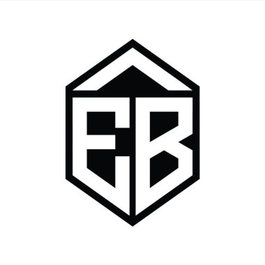 EB Harfi Logo monogramı basit altıgen kalkan şekli izole edilmiş biçim tasarım şablonu