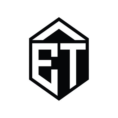 ET Harfi Logo monogramı basit altıgen kalkan şekli izole biçim tasarım şablonu