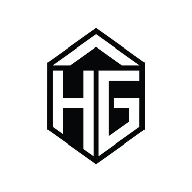 HG Harfi Logo monogramı basit altıgen kalkan şekli izole edilmiş biçim tasarım şablonu