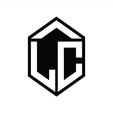 LC Harfi Logo monogramı basit altıgen kalkan şekli izole edilmiş biçim tasarım şablonu