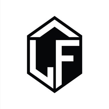 LF Letter Logo monogramı basit altıgen kalkan şekli izole edilmiş biçim tasarım şablonu