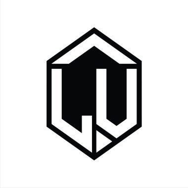 LV Letter Logo monogramı basit altıgen kalkan şekli izole edilmiş biçim tasarım şablonu