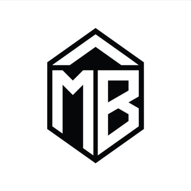 MB Harfi Logo monogramı basit altıgen kalkan şekli izole edilmiş biçim tasarım şablonu