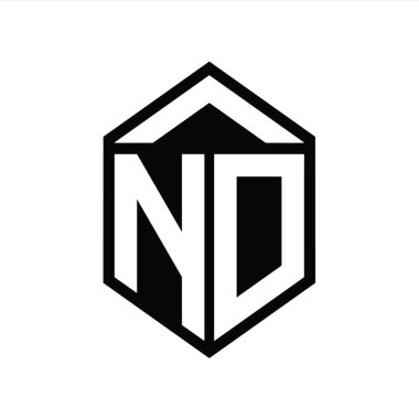 ND Harfi Logo monogramı basit altıgen kalkan şekli izole biçim tasarım şablonu