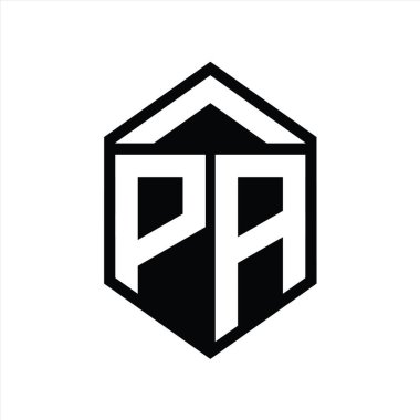 PA Harfi Logo monogramı basit altıgen kalkan şekli izole biçim tasarım şablonu