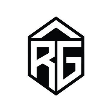 RG Harfi Logo monogramı basit altıgen kalkan şekli izole edilmiş biçim tasarım şablonu