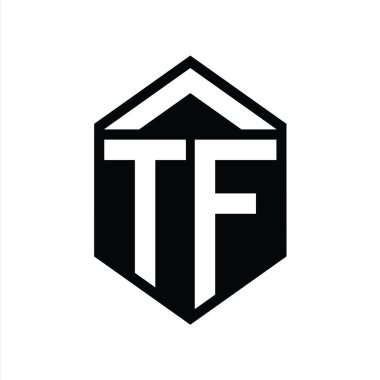 TF Harfi Logo monogramı basit altıgen kalkan şekli izole edilmiş biçim tasarım şablonu