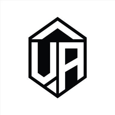 VA Harfi Logo monogramı basit altıgen kalkan şekli izole biçim tasarım şablonu