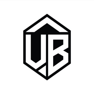 VB Harfi Logo monogramı basit altıgen kalkan şekli izole edilmiş biçim tasarım şablonu