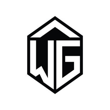 WG Harfi Logo monogramı basit altıgen kalkan şekli izole edilmiş biçim tasarım şablonu