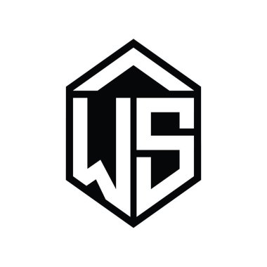 WS Letter Logo monogramı basit altıgen kalkan şekli izole edilmiş biçim tasarım şablonu