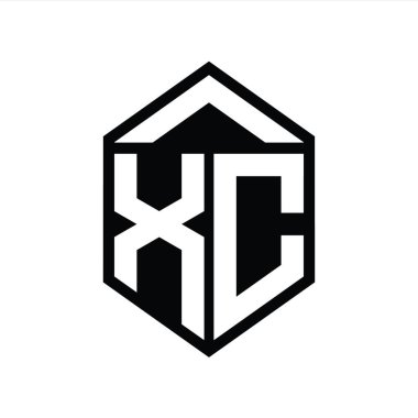 XC Letter Logo monogramı basit altıgen kalkan şekli izole edilmiş biçim tasarım şablonu