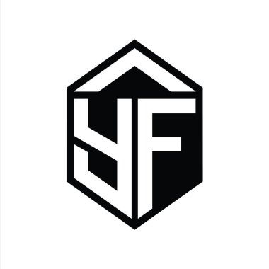 YF Harfi Logo monogramı basit altıgen kalkan şekli izole edilmiş biçim tasarım şablonu