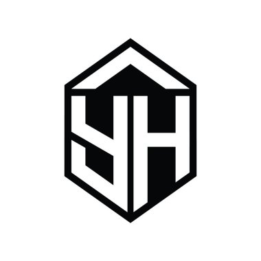 YH Harfi Logo monogramı basit altıgen kalkan şekli izole biçim tasarım şablonu