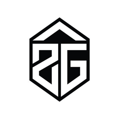 ZG Harfi Logo monogramı basit altıgen kalkan şekli izole biçim tasarım şablonu