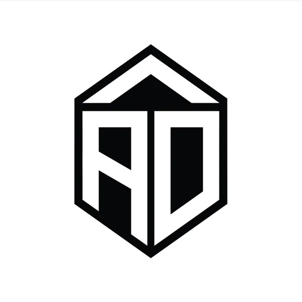 Harfi Logo Monogramı Basit Altıgen Kalkan Şekli Izole Biçim Tasarım — Stok fotoğraf