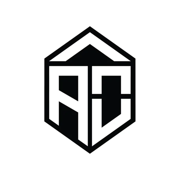 Carta Logo Monograma Forma Escudo Hexagonal Simple Plantilla Diseño Estilo —  Fotos de Stock