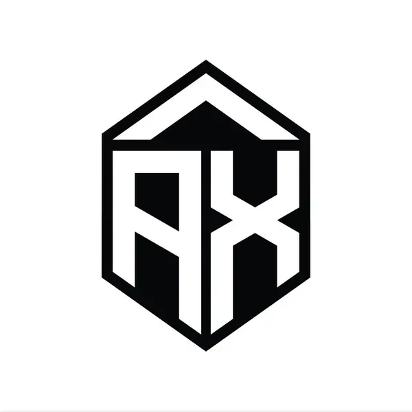 Axレターロゴモノグラム シンプルな六角形シールドシェイプ 孤立したスタイルデザインテンプレート — ストック写真