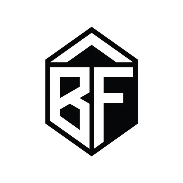 Bf字母标识单字简写六边形屏蔽隔离样式设计模板 — 图库照片