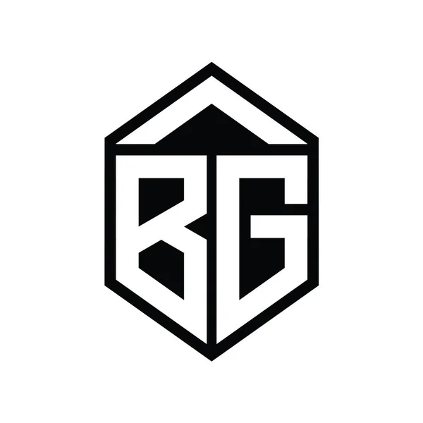 Bgレター モノグラム シンプルな六角形シールド シェイプ 孤立したスタイルデザインテンプレート — ストック写真