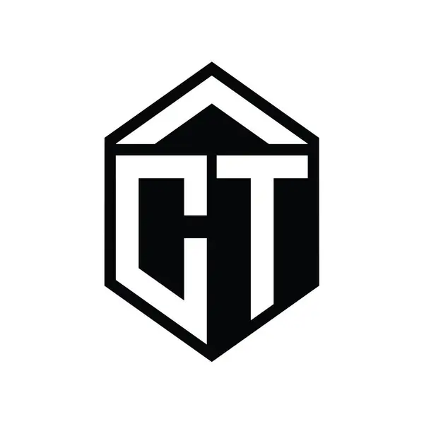 Harfi Logo Monogramı Basit Altıgen Kalkan Şekli Izole Biçim Tasarım — Stok fotoğraf