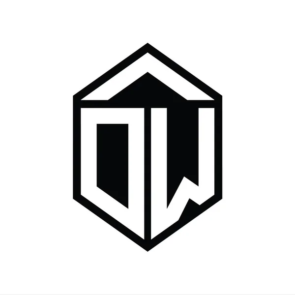 Levél Logo Monogram Egyszerű Hatszög Pajzs Alakja Elszigetelt Stílus Design — Stock Fotó