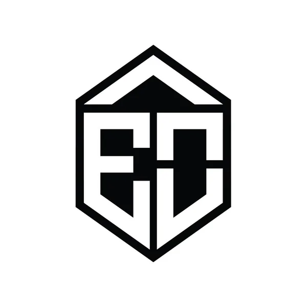Carta Logo Monograma Simples Hexágono Escudo Forma Modelo Design Estilo — Fotografia de Stock