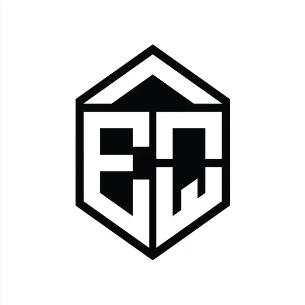 Eqレターロゴモノグラム シンプルな六角形シールドシェイプ 孤立したスタイルデザインテンプレート — ストック写真