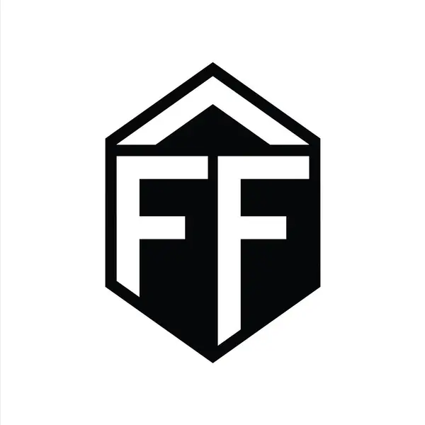 Ff字母标识单字简写六边形盾体隔离样式设计模板 — 图库照片