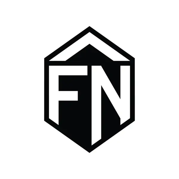 Fnレターロゴモノグラム シンプルな六角形シールド形の単離されたスタイルデザインテンプレート — ストック写真