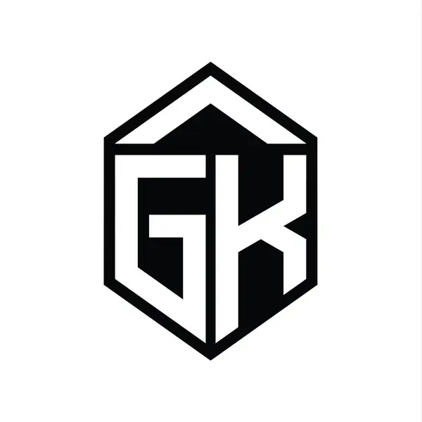 Gk字母标识单字简写六边形盾体隔离样式设计模板 — 图库照片