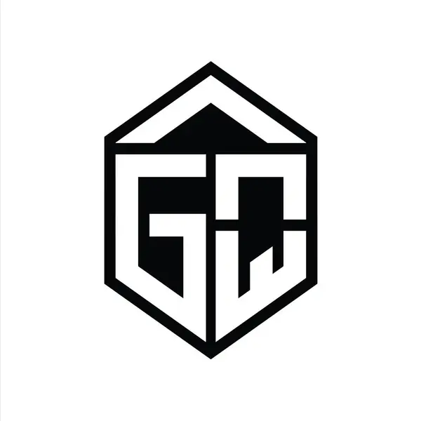Gqレターロゴモノグラムシンプルな六角形シールドシェイプ単離スタイルデザインテンプレート — ストック写真