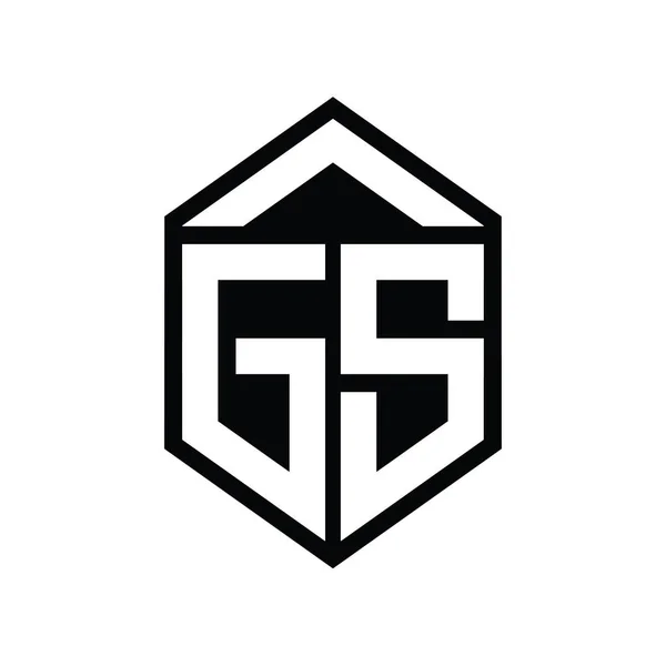 Gsレターロゴモノグラム シンプルな六角形シールド形の孤立したスタイルデザインテンプレート — ストック写真