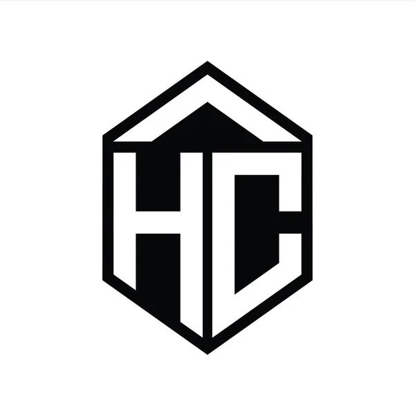 Hcレターロゴモノグラム シンプルな六角形シールド形の孤立したスタイルデザインテンプレート — ストック写真