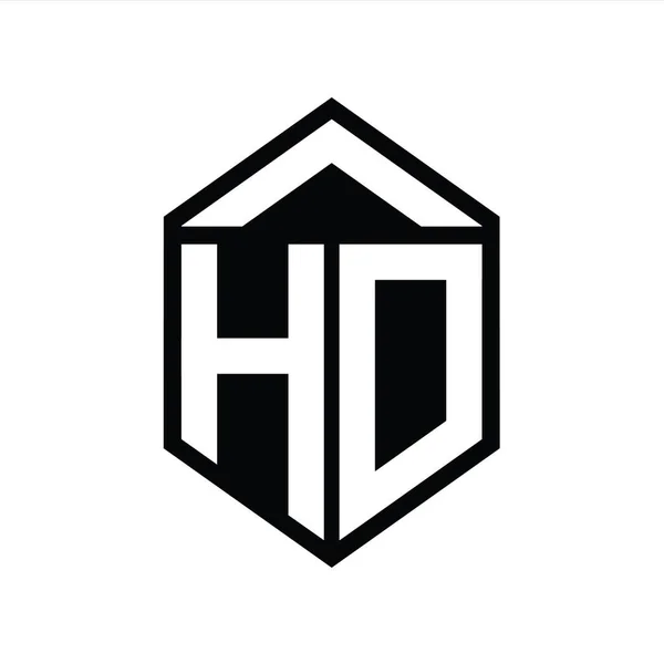 Harf Logosu Basit Altıgen Kalkan Şekli Izole Biçim Tasarım Şablonu — Stok fotoğraf