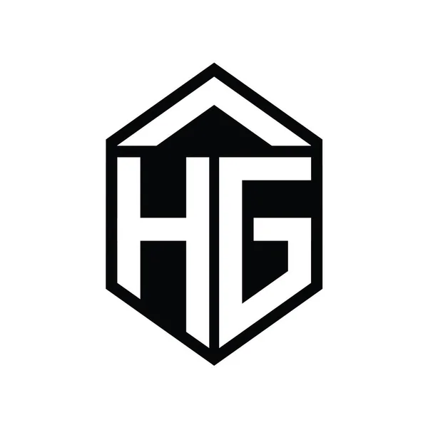 Hgレターロゴモノグラムシンプルな六角形シールドシェイプ単離スタイルデザインテンプレート — ストック写真