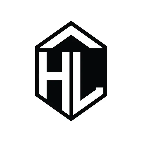 Hl字母标志简写六边形盾体隔离样式设计模板 — 图库照片