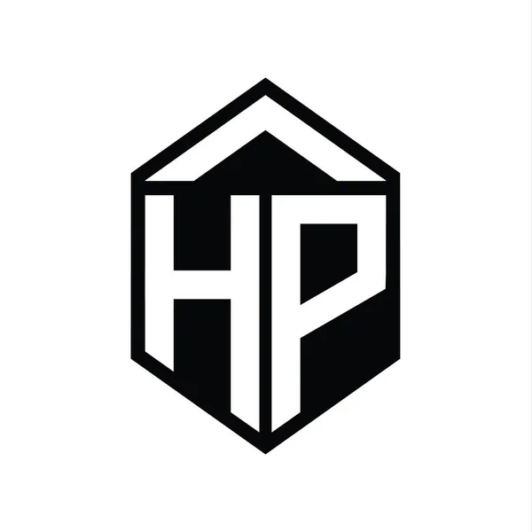 Hpレターロゴモノグラム シンプルな六角形シールド形の孤立したスタイルデザインテンプレート — ストック写真