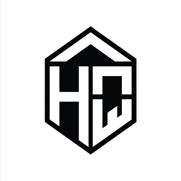Монограмма Логотипа Штаб Квартиры Простой Шестиугольник Формы Щита Изолированный Дизайн — стоковое фото