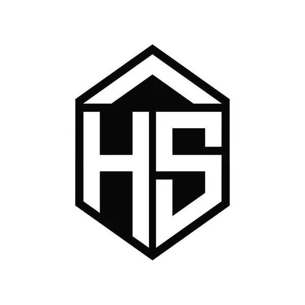 Letter Logo Monogram Egyszerű Hatszög Pajzs Alakja Elszigetelt Stílus Design — Stock Fotó