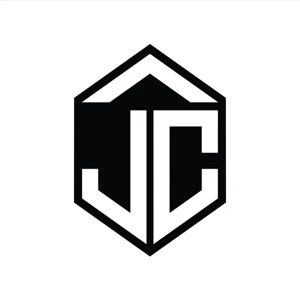 Jcレターロゴモノグラムシンプルな六角形シールドシェイプ単離スタイルデザインテンプレート — ストック写真