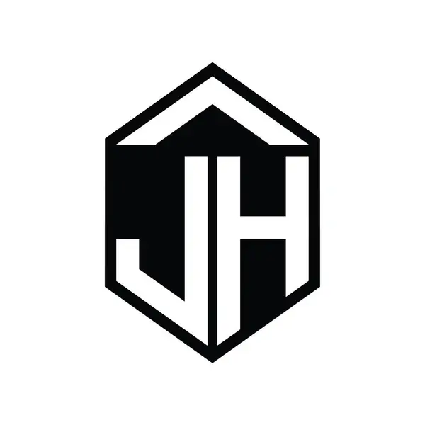 Jh字母标识单字简写六边形屏蔽隔离样式设计模板 — 图库照片