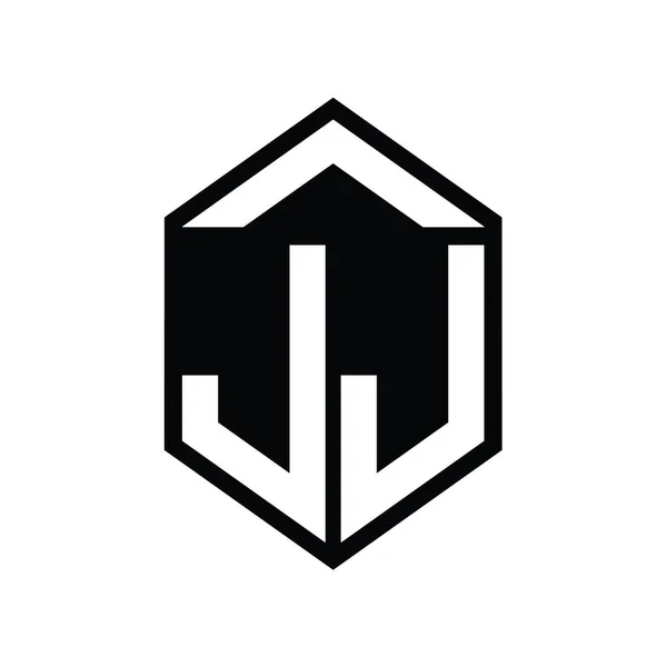 Lettera Logo Monogramma Semplice Forma Esagonale Scudo Isolato Modello Design — Foto Stock