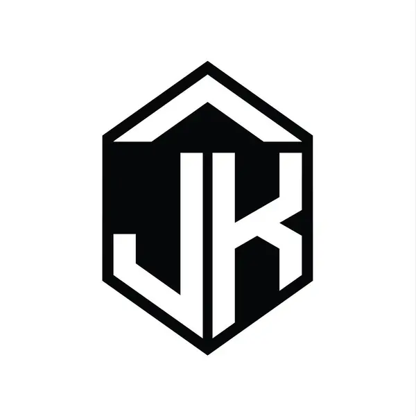 Jkレターロゴモノグラム シンプルな六角形シールド形の孤立したスタイルデザインテンプレート — ストック写真