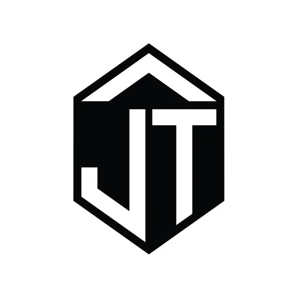 Letter Logo Monogramma Semplice Forma Esagonale Scudo Isolato Modello Design — Foto Stock