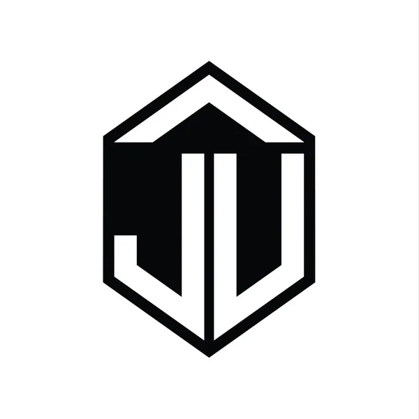 Letter Logo Monograma Forma Escudo Hexágono Simple Plantilla Diseño Estilo —  Fotos de Stock