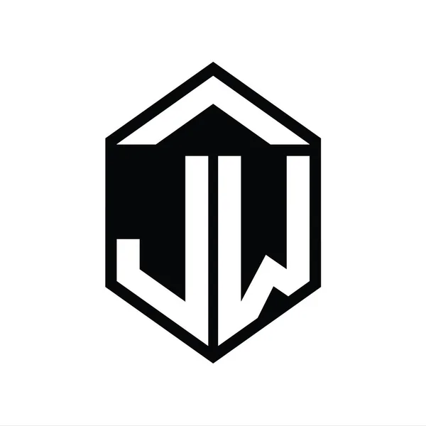 Letter Logo Monograma Forma Escudo Hexágono Simple Plantilla Diseño Estilo —  Fotos de Stock